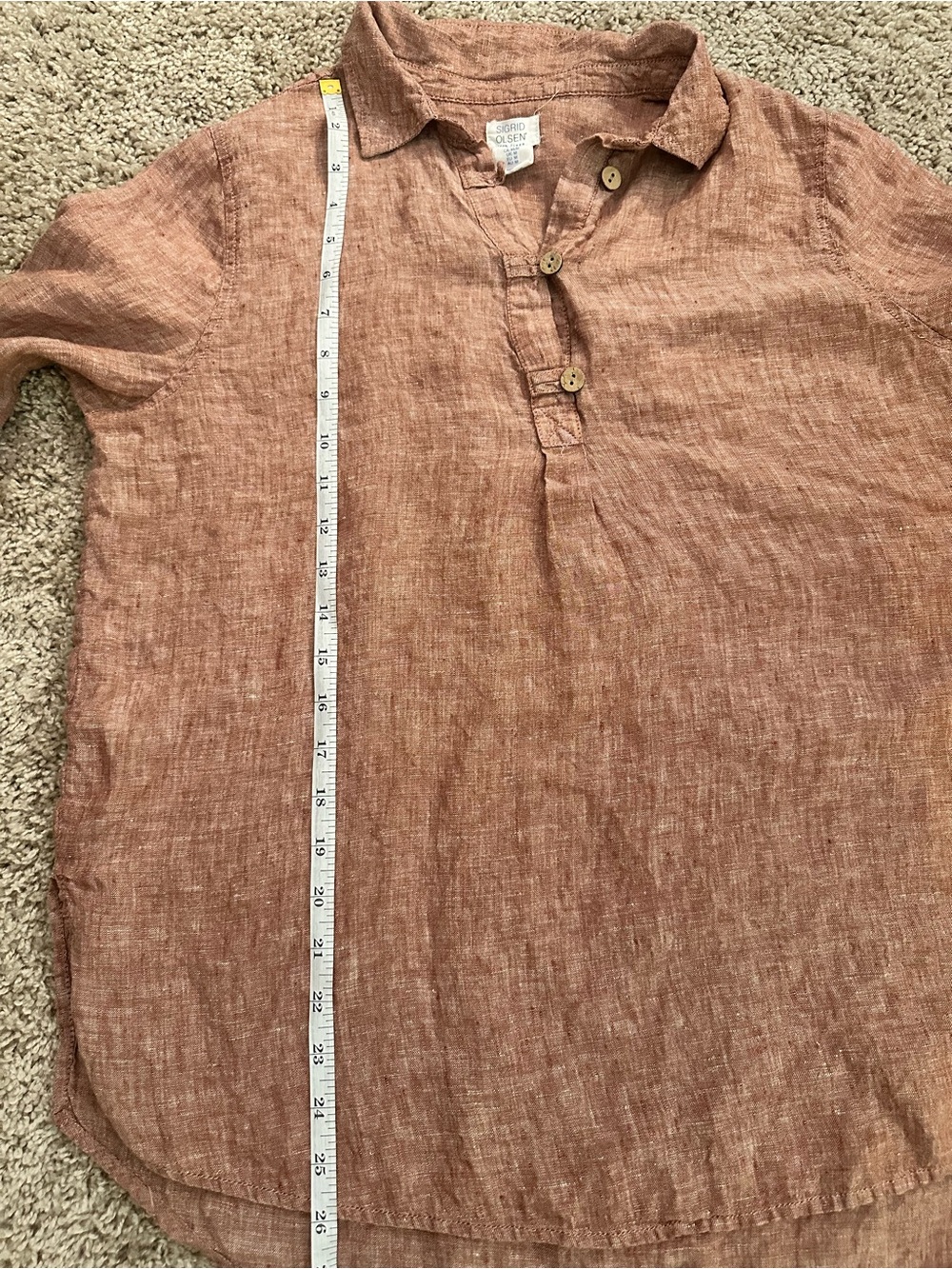 Sigrid Olsen 100% Linen Dusty Rose Popover Shirt Size M - Picture 7 of 8